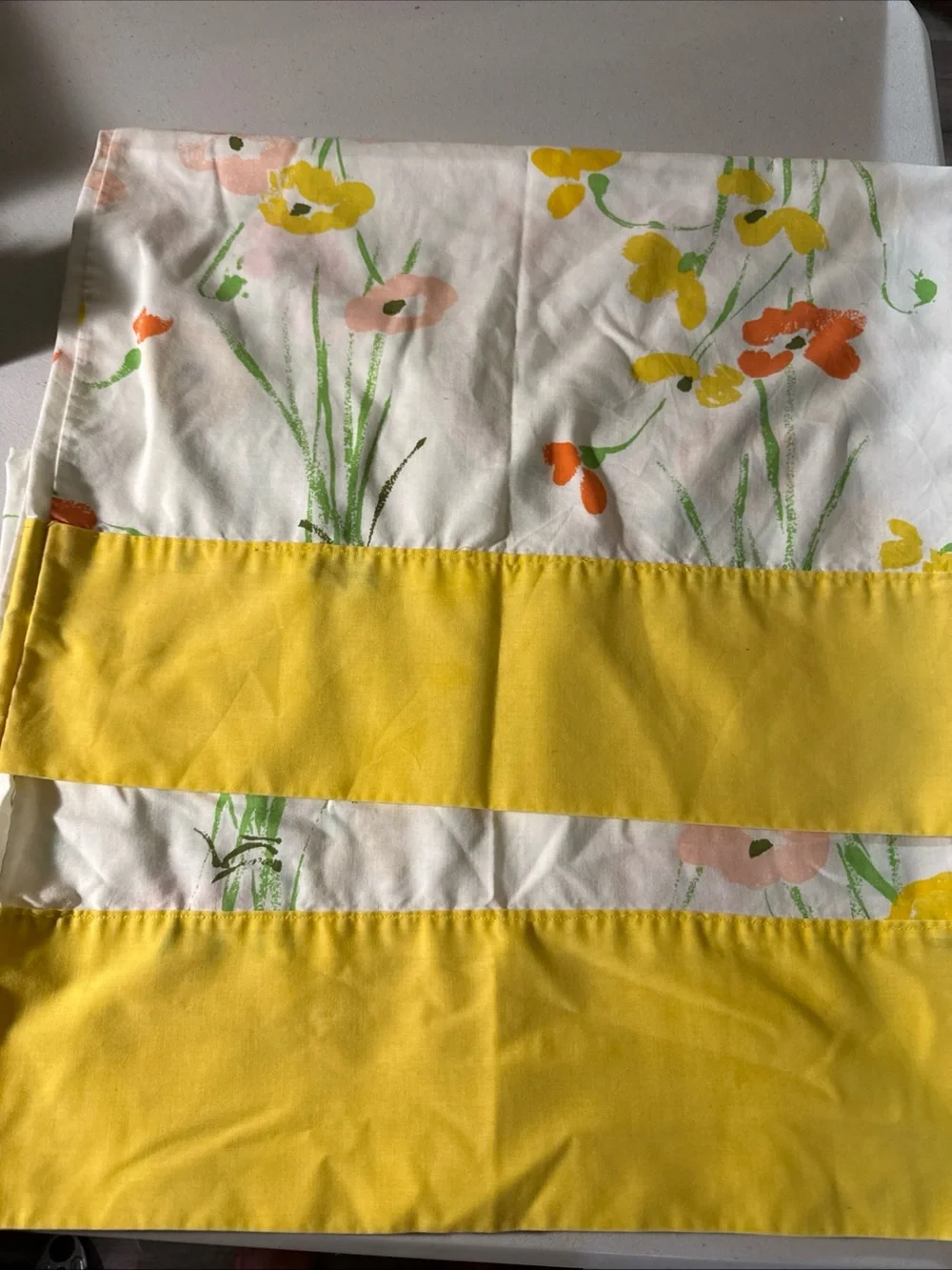 Vtg standard floral set of 2 Yellow Floral Stripe Decorative Pillow Cover